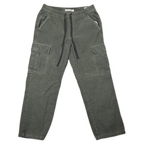 PacSun Loose Cargo Corduroy Pants Olive Green Elastic Drawstring Womens Small
